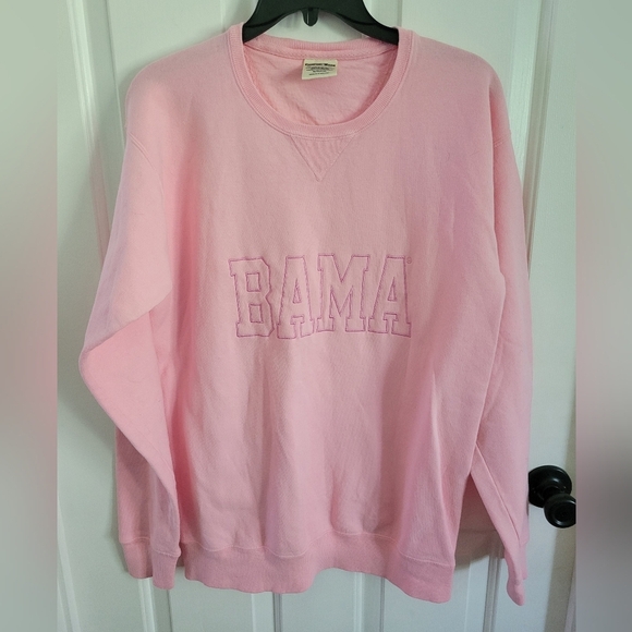 Comfort Wash Women's Pink Embroidered BAMA Long Sleeve Sweatshirt Size Small - Picture 1 of 5